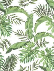 Printed kitchen splashbacks Botanical print Tropical leaves vector pattern. summer botanical illustration for clothes, cover, print, illustration design. 