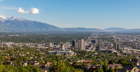 Salt Lake City, Utah, panorama with the Capital Building viewed from Ensign Peak