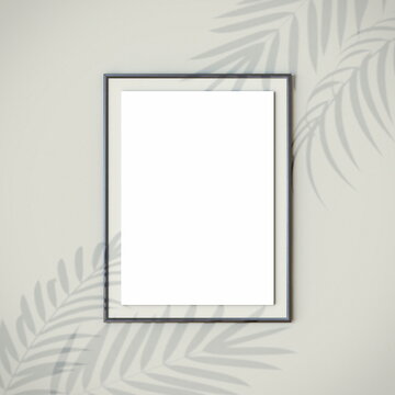 Empty canvas with leaf shadows overlays mock up template 3D