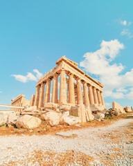 Acropolis of Athens Greece wide view during the day