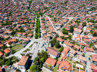 Obraz premium Aerial view of Historical town of Panagyurishte, Bulgaria