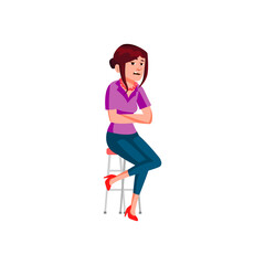 tired woman waiting food order in restaurant cartoon vector. tired woman waiting food order in restaurant character. isolated flat cartoon illustration