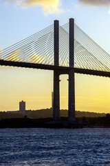 Cable-stayed bridge in Natal at sunset