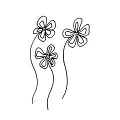 Hand drawn vector illustration of blooming flower. Logo design element for summer collection.