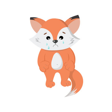 Sticker of a crying fox cartoon