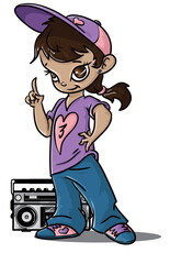 Hip-Hop Latina Girl with Boombox