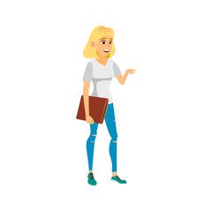 attractive woman with document folder in administration cartoon vector. attractive woman with document folder in administration character. isolated flat cartoon illustration