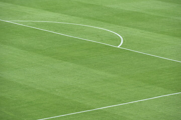 Fototapeta premium Green football field with nobody