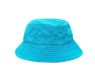 blue bucket hat on a white background