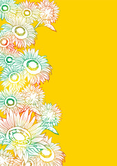 Fototapeta na wymiar 水彩風の向日葵のカラフル背景素材