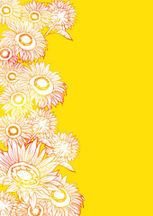 Fototapeta na wymiar 水彩風の向日葵のカラフル背景素材