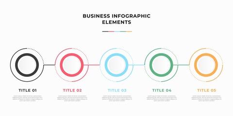 Fototapeta na wymiar Presentation business infographic template with 5 options or steps. Modern infographic design template. Creative concept of five stages of business project
