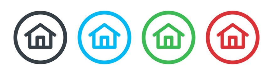 Home sign icon set. Main page button. Navigation