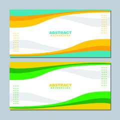 Fototapeta premium Illustration set vector of abstract white background color with yellow and green element. Good to use for banner, social media template, poster and flyer template, etc