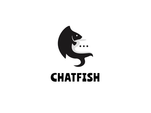 chatbox logo. fish logo. bubble box logo.
