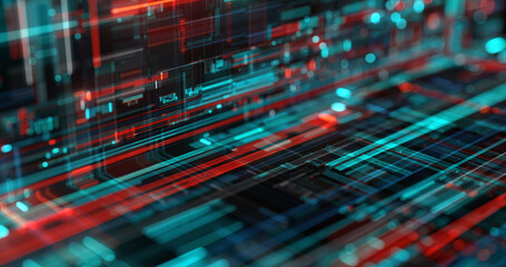 Abstract hi-tech background made of rectangular shapes and lines. data flow and geometric forms. 3D rendering