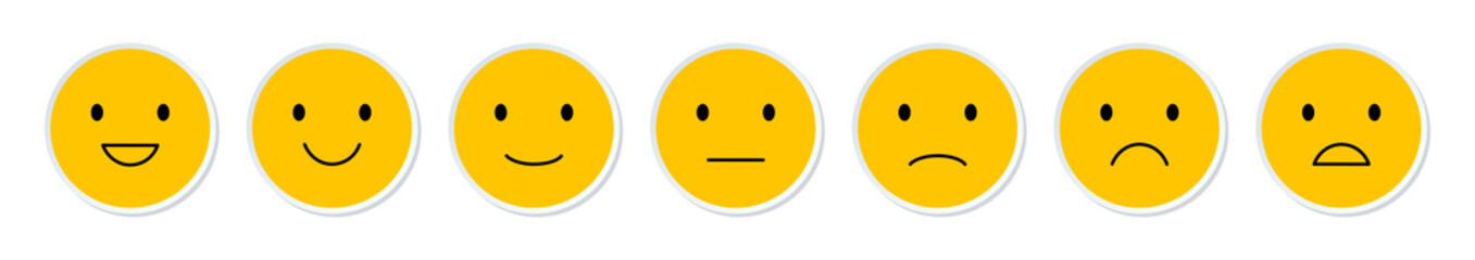 Emoticon stickers set. Facial expressions cartoon emoji symbols. Vector icon collection