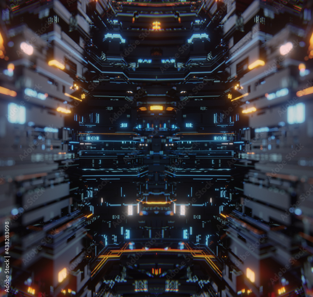 Poster digital hardware, data flow. dynamic wave. big data visualization. 3d rendering