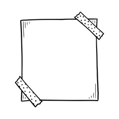 Hand drawn paper memo sticky. Doodle sketch style. Reminder paper sticker for pin notice, text. Vector illustration.