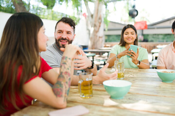 Having a perfect day talking with friends