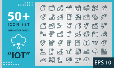 icon set internet of things, outline style