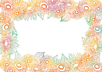 水彩風の向日葵のカラフル背景素材