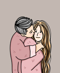 couple standing and kissing each other's cheeks