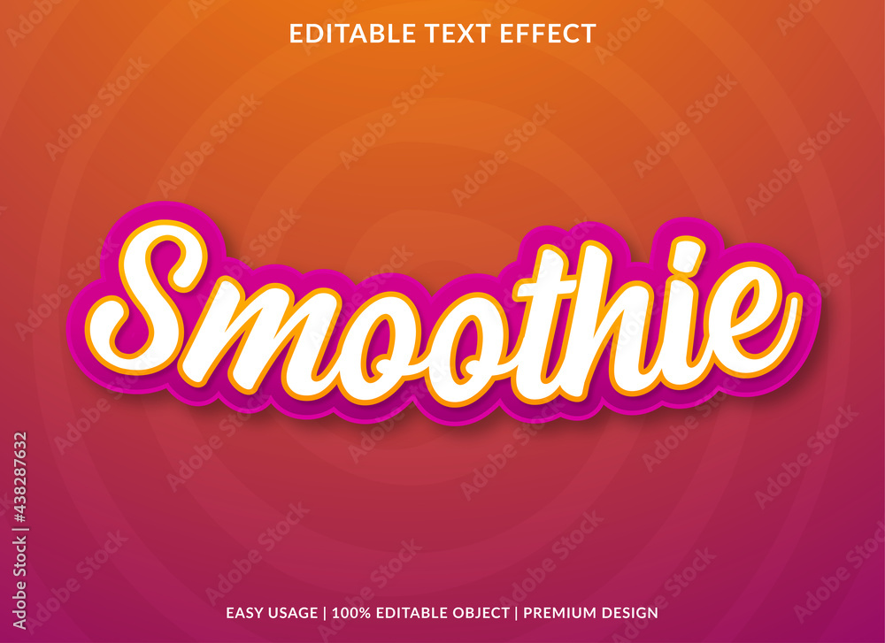 Poster smoothie text effect template with abstract style use for business logo and brand