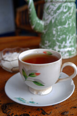 Photo of tea and coffee on a wooden table, perfect for those of you who need photos of food and drinks