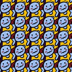 seamless pattern of cute monster cartoon background