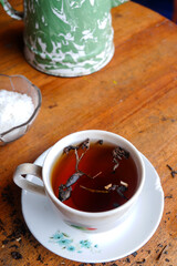 Photo of tea and coffee on a wooden table, perfect for those of you who need photos of food and drinks