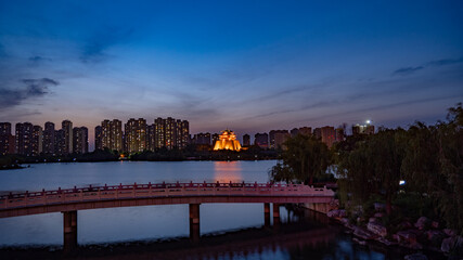 Fototapeta premium sunset over the lake
