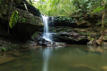 Kura waterfall with its serene atmosphere full of vegetation, refreshing swimming hole with smooth surface. Iriomote Island. © Renata Barbarino