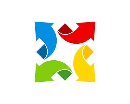 Square shape with four rainbow arrow