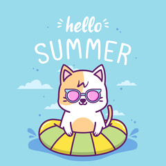 hello summer with cute cat