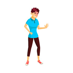angry young woman shouting on pet cartoon vector. angry young woman shouting on pet character. isolated flat cartoon illustration