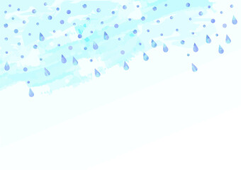 雨が降っているイラスト　【水色の背景】
