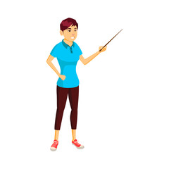 young woman student showing result of exercise on blackboard cartoon vector. young woman student showing result of exercise on blackboard character. isolated flat cartoon illustration