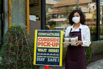 Curbside pick up for stay safe for social distance. - obrazy, fototapety, plakaty