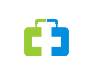 Medical kit with plus medical symbol in the middle