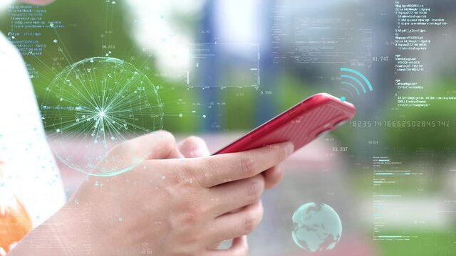 Connect 5g network with smart phone, interact with Internet, send information and communicate with each other