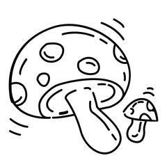 Hiking adventure mushroom ,trip,travel,camping. hand drawn icon design, outline black, vector icon.
