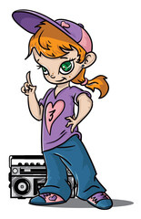 Hip-Hop Girl Redhead with Boombox