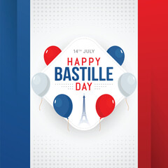 Happy bastille day banner celebration in france vector illustration