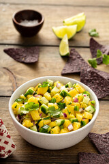 Pineapple and cucumber salsa with jalapeno and red onion