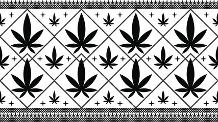 Abstract marijuana patterns black and white design for background,carpet,wallpaper,clothing,wrapping,batik,fabric,Vector illustration.