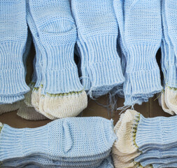 Knitted socks workpieces at knitting shop
