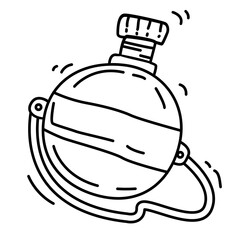 Hiking adventure bottle ,trip,travel,camping. hand drawn icon design, outline black,vector icon.