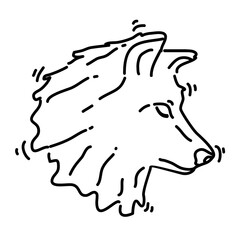 Hiking adventure wolf ,trip,travel,camping. hand drawn icon design, outline black, vector icon.
