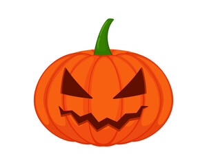Vector illustration of pumpkin for halloween in cartoon style. Isolated on white background. Evil Pumpkin
